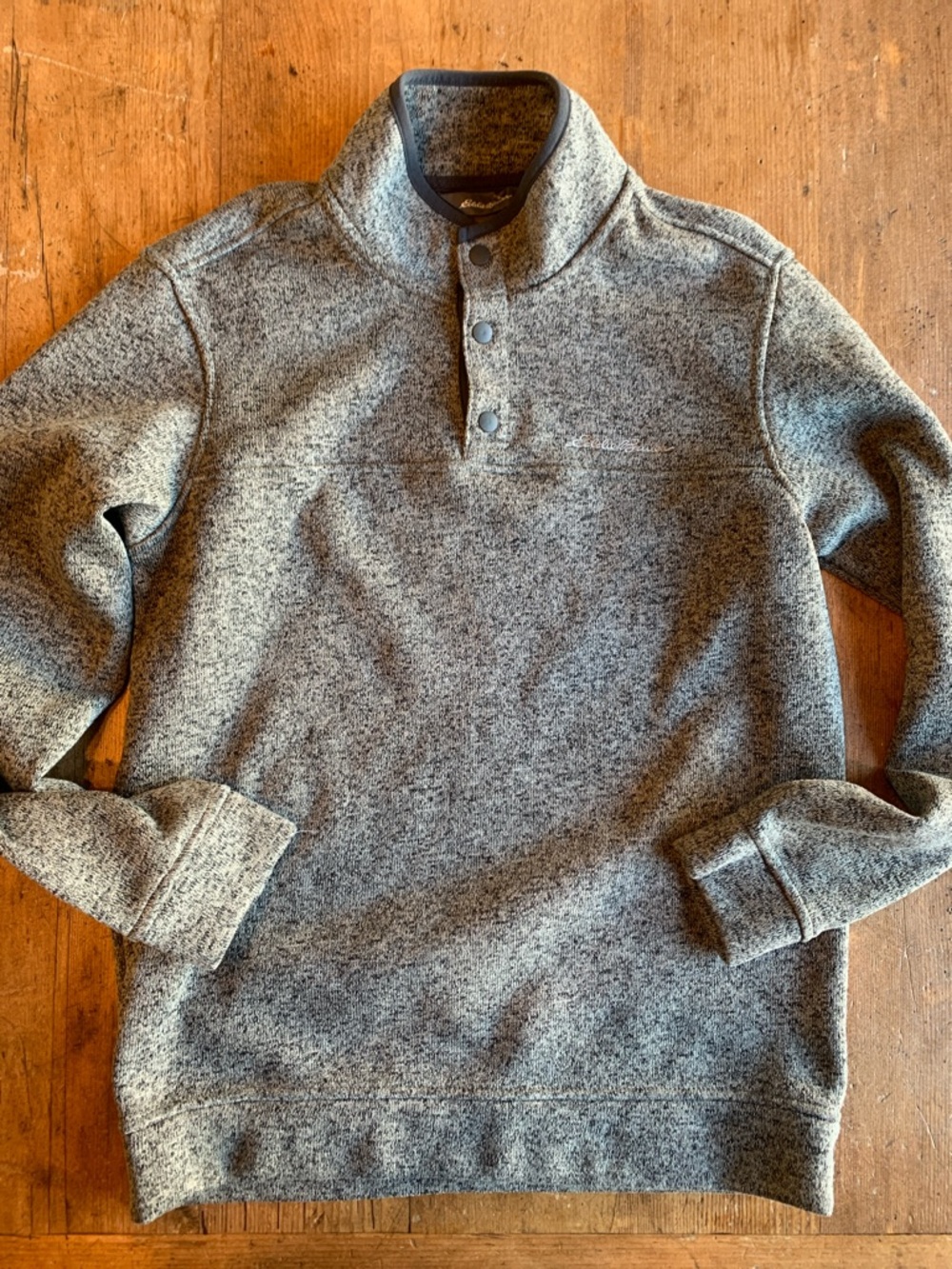 Eddie Bauer Gray Heather Quarter-Snap Zip-Up Fleece